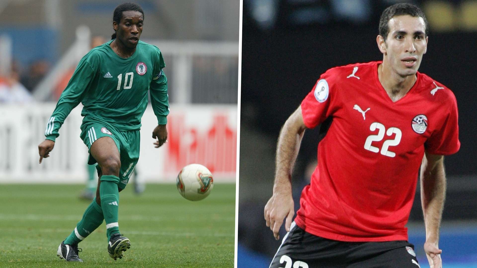 Jay-Jay Okocha of Nigeria and Mohamed Aboutrika of Egypt.
