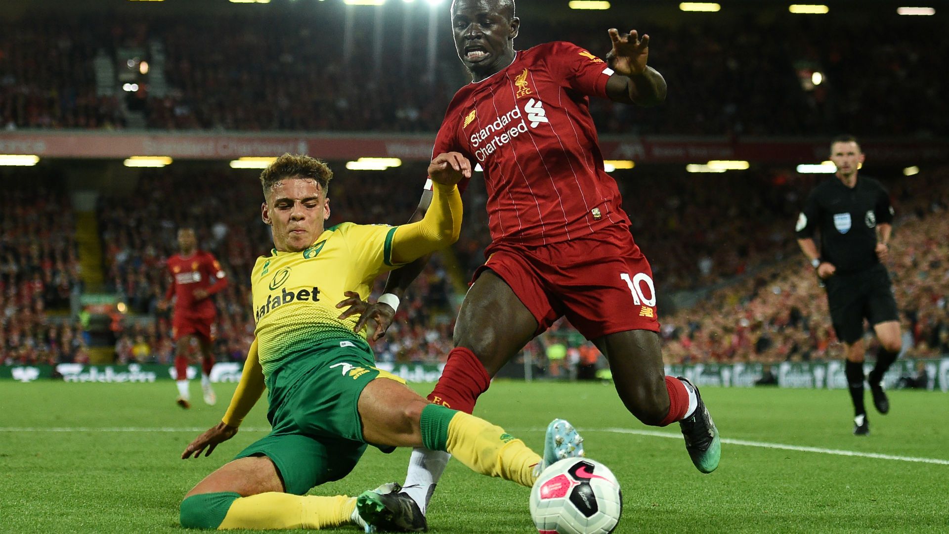 Max Aarons Norwich City Sadio Mane Liverpool 2019