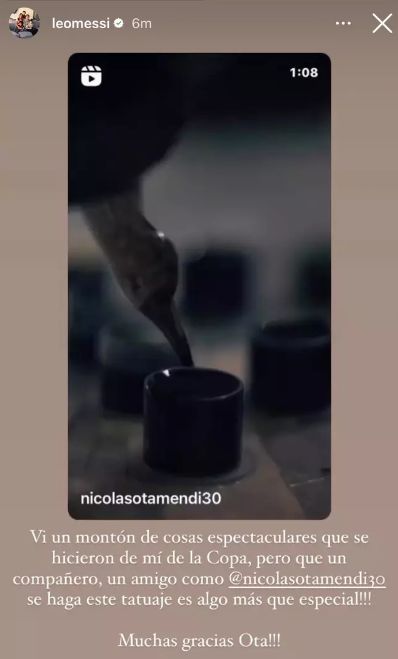 Lionel Messi Nicolas Otamendi tattoo