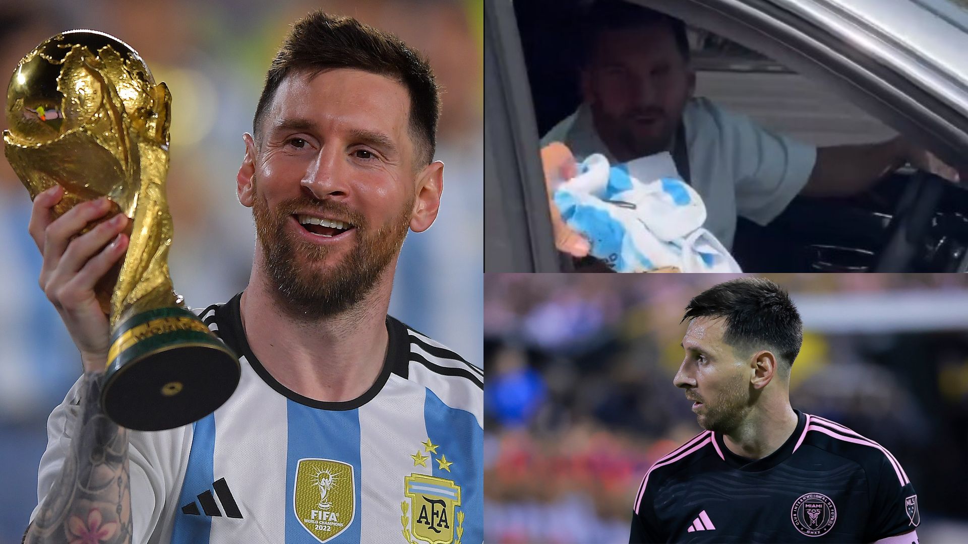 Lionel Messi shirt sign car