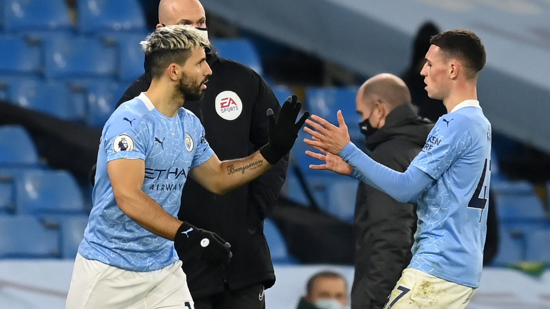 Sergio Aguero Phil Foden Man City 2020-21