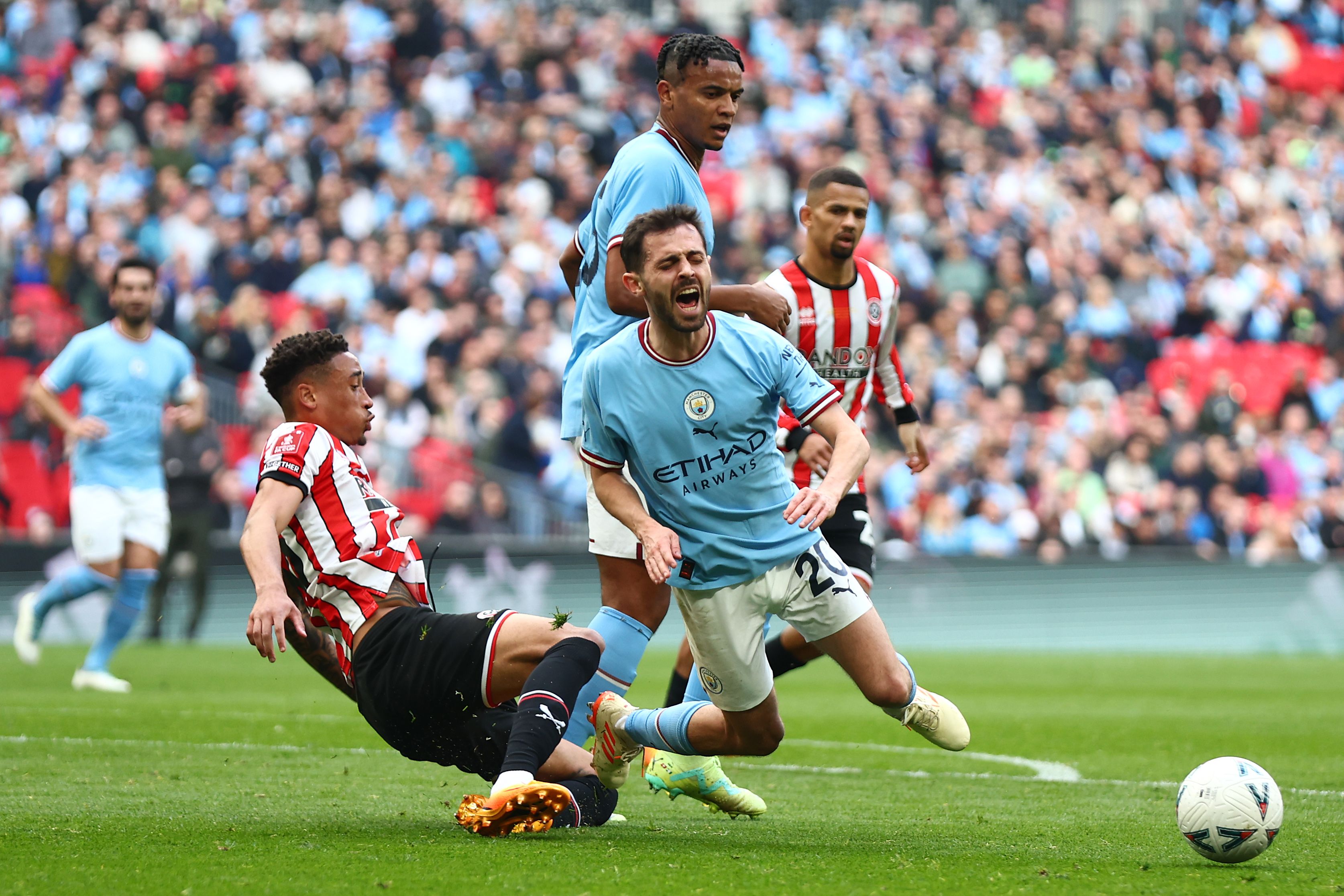 Bernardo Silva falls down FA Cup SF