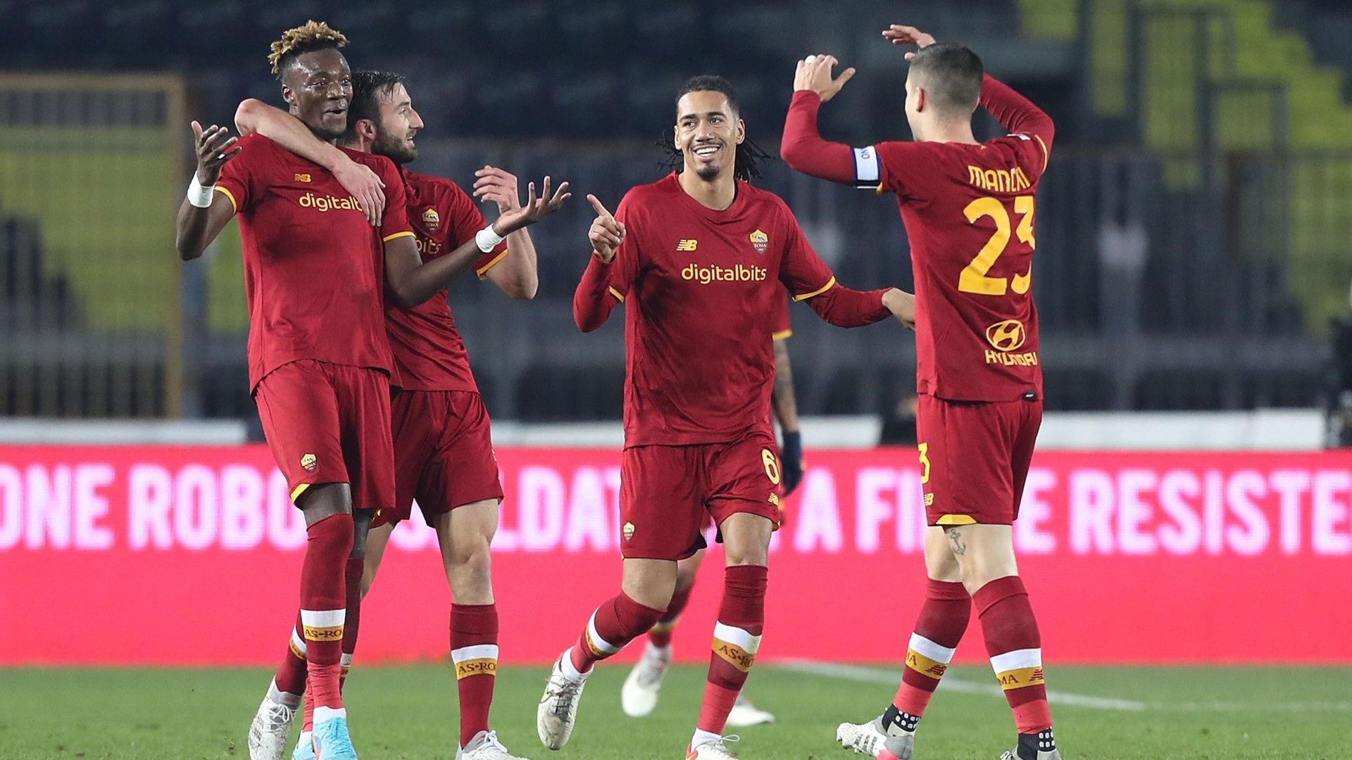 Roma celebrates goal