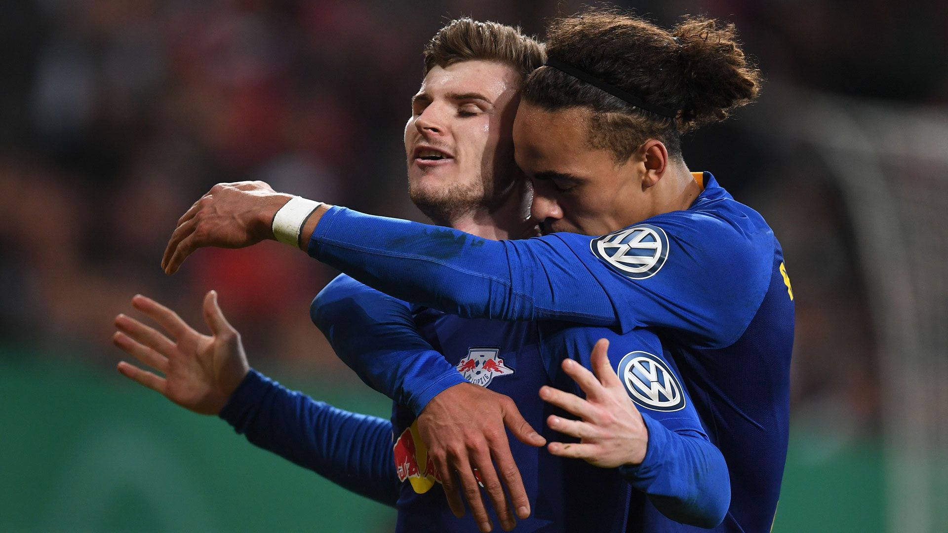 timo werner yussuf poulsen rb leipzig 2019 02042019 04022019 2018/19 2018/2019 bundesliga