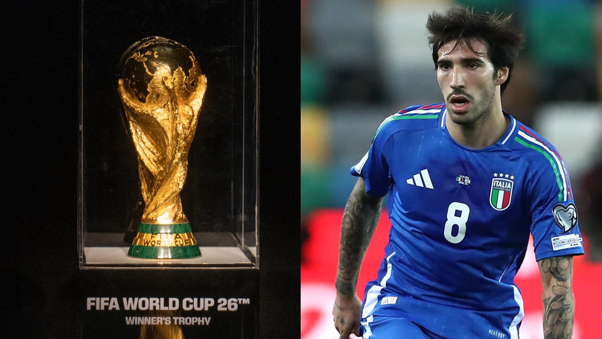 World Cup trophy Sandro Tonali Italy 2025