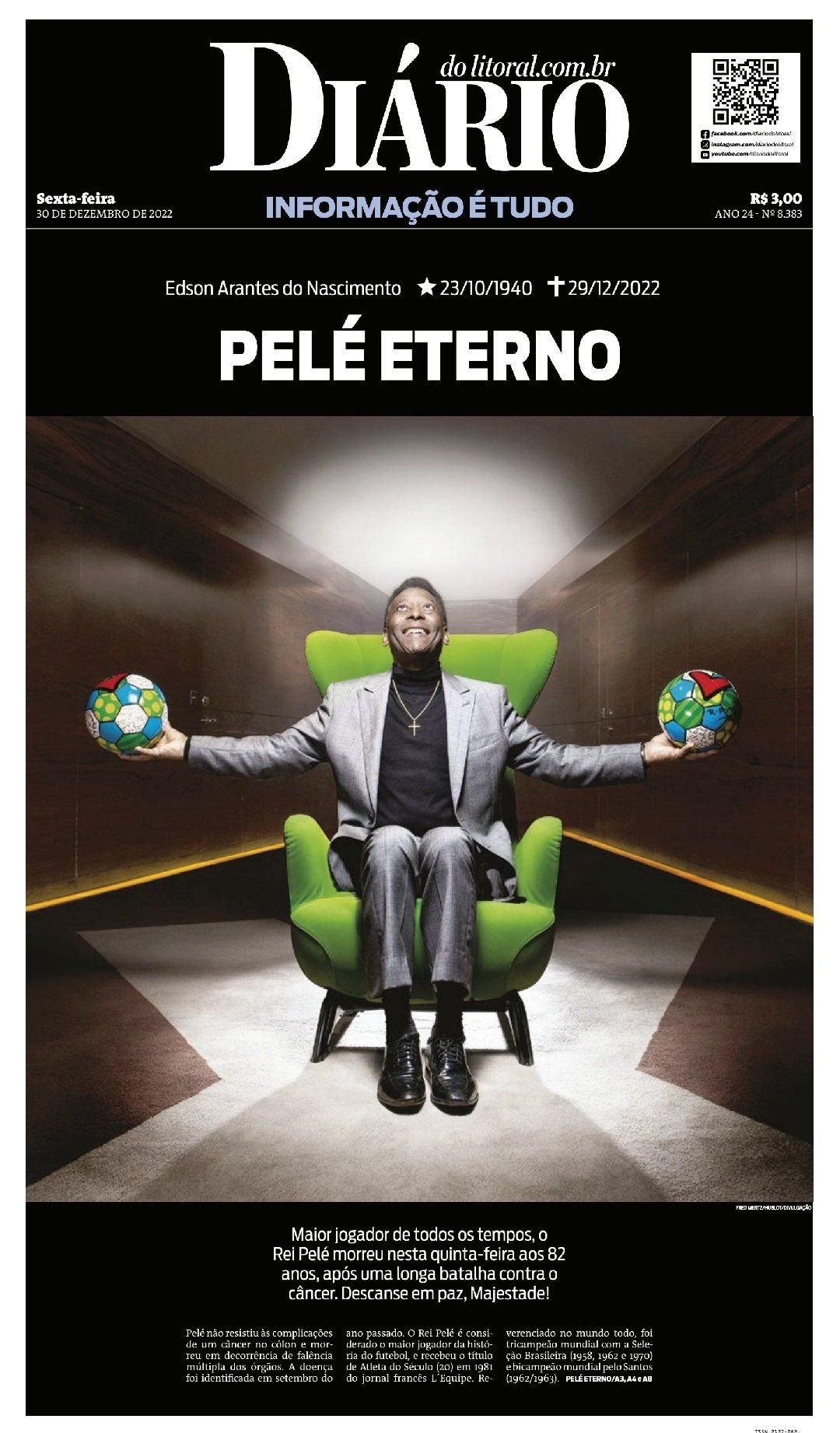 Capa Diários de Santos Pelé