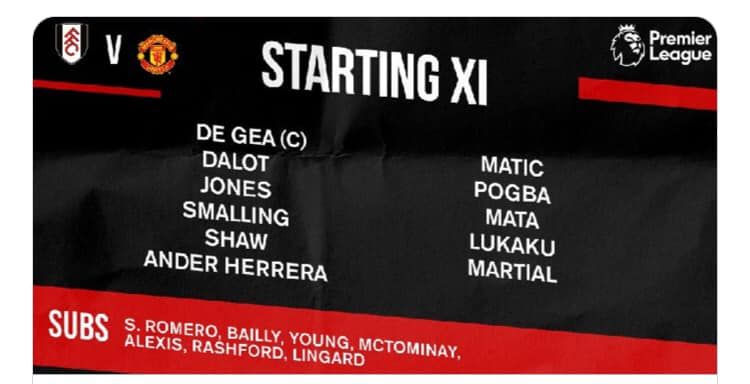 Manchester United XI Premier League