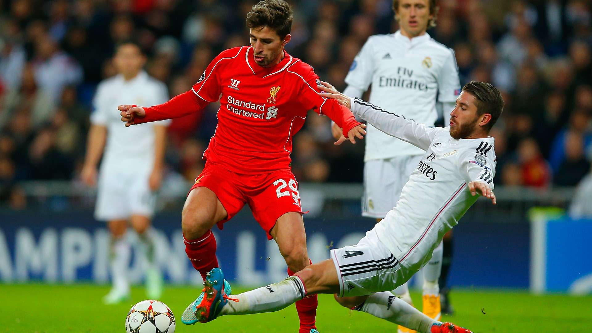 Fabio Borini Sergio Ramos Real Madrid Liverpool UEFA Champions League 11042014