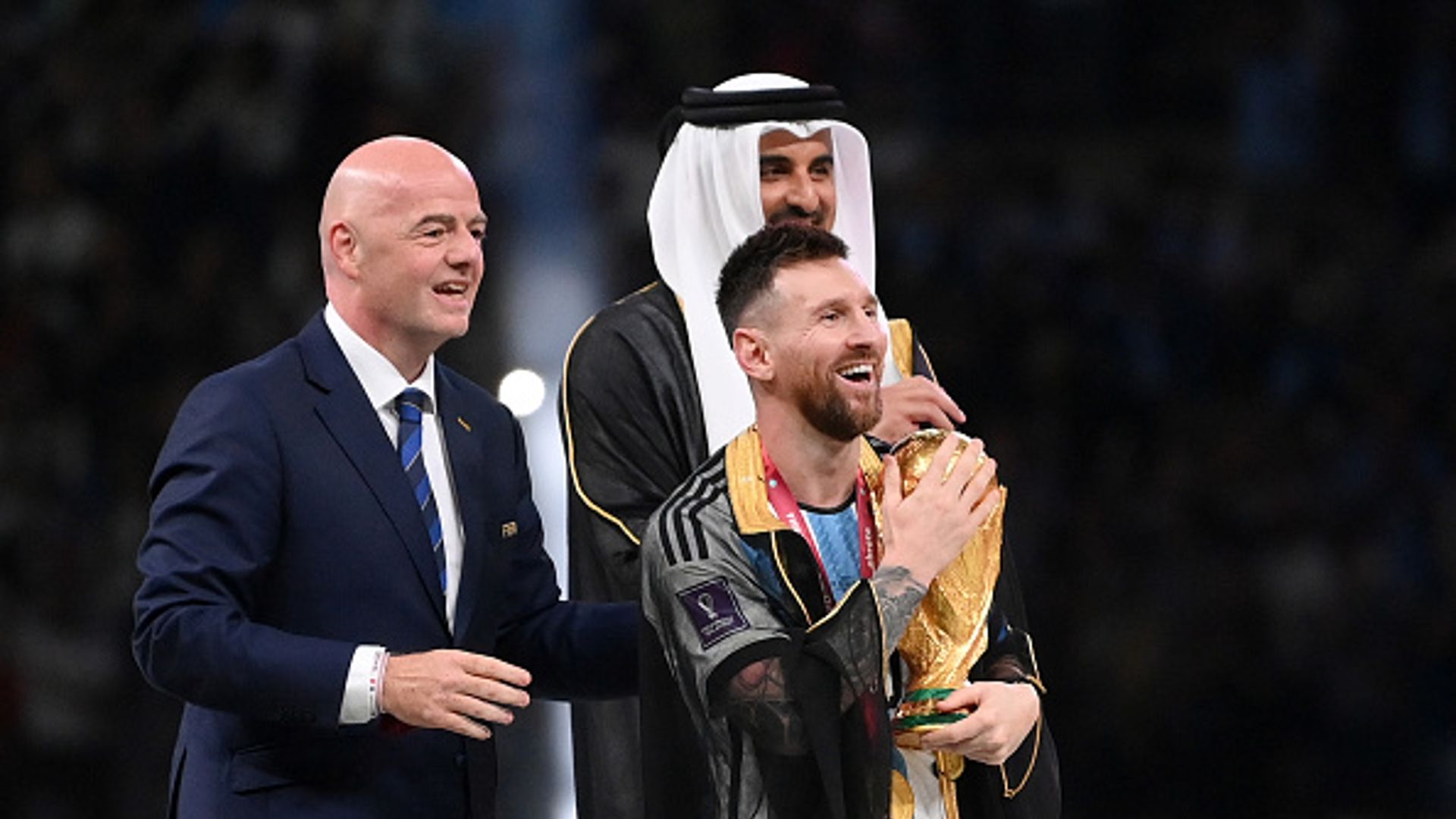  Lionel Messi - Gianni Infantino - Sheikh Tamim bin Hamad Al Thani, Emir of Qatar - World Cup 2022 - Argentina - France