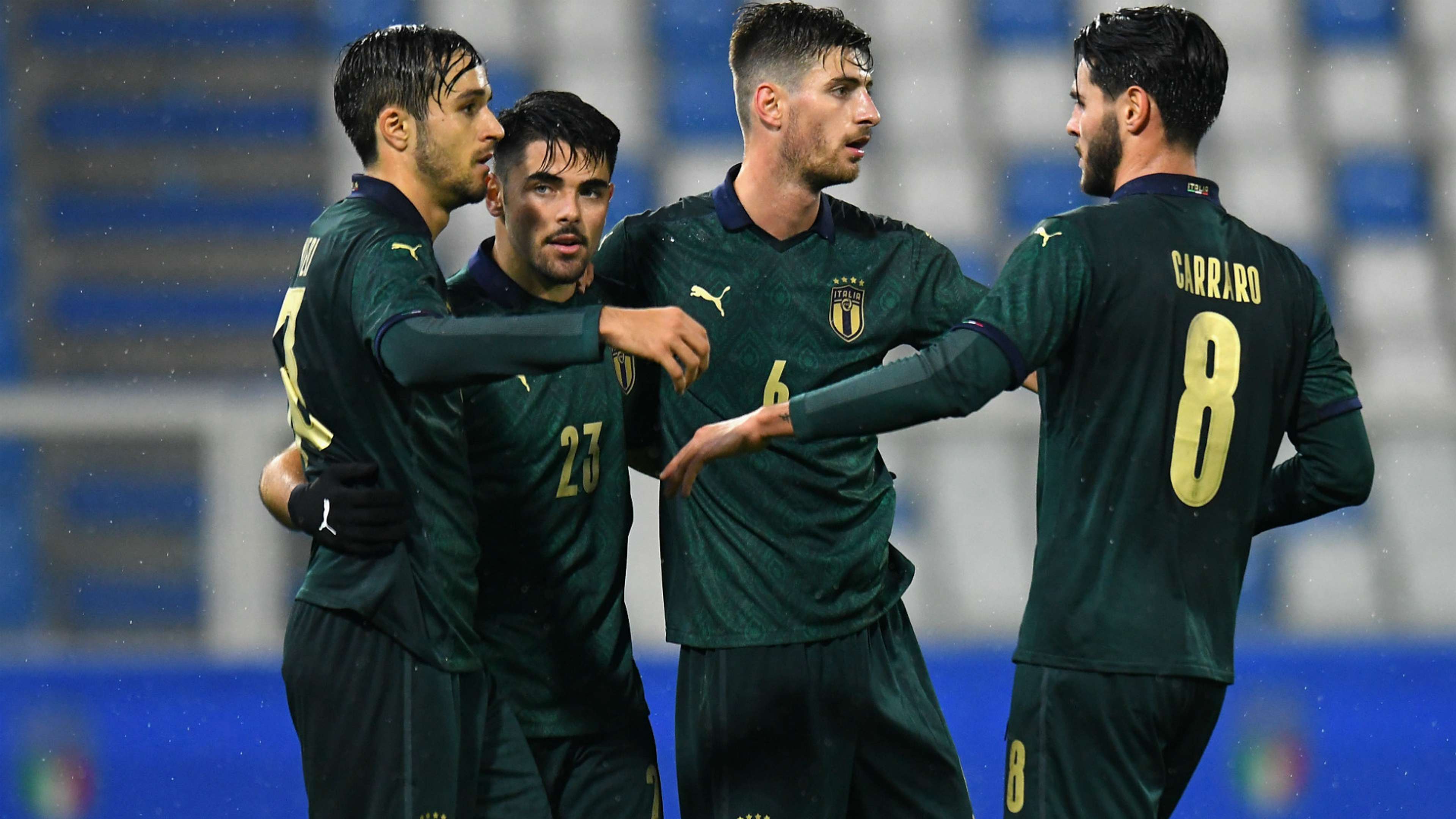 Italy Under 21 celebrates goal against Iceland