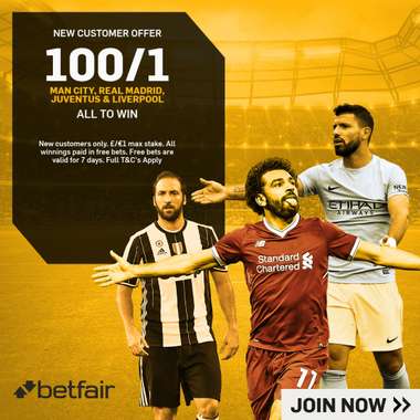 Betfair Acca 100/1 graphic
