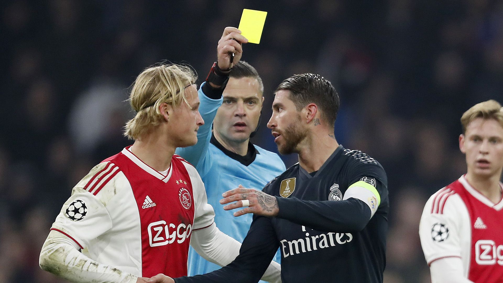Sergio Ramos yellow card Real Madrid Ajax Champions League