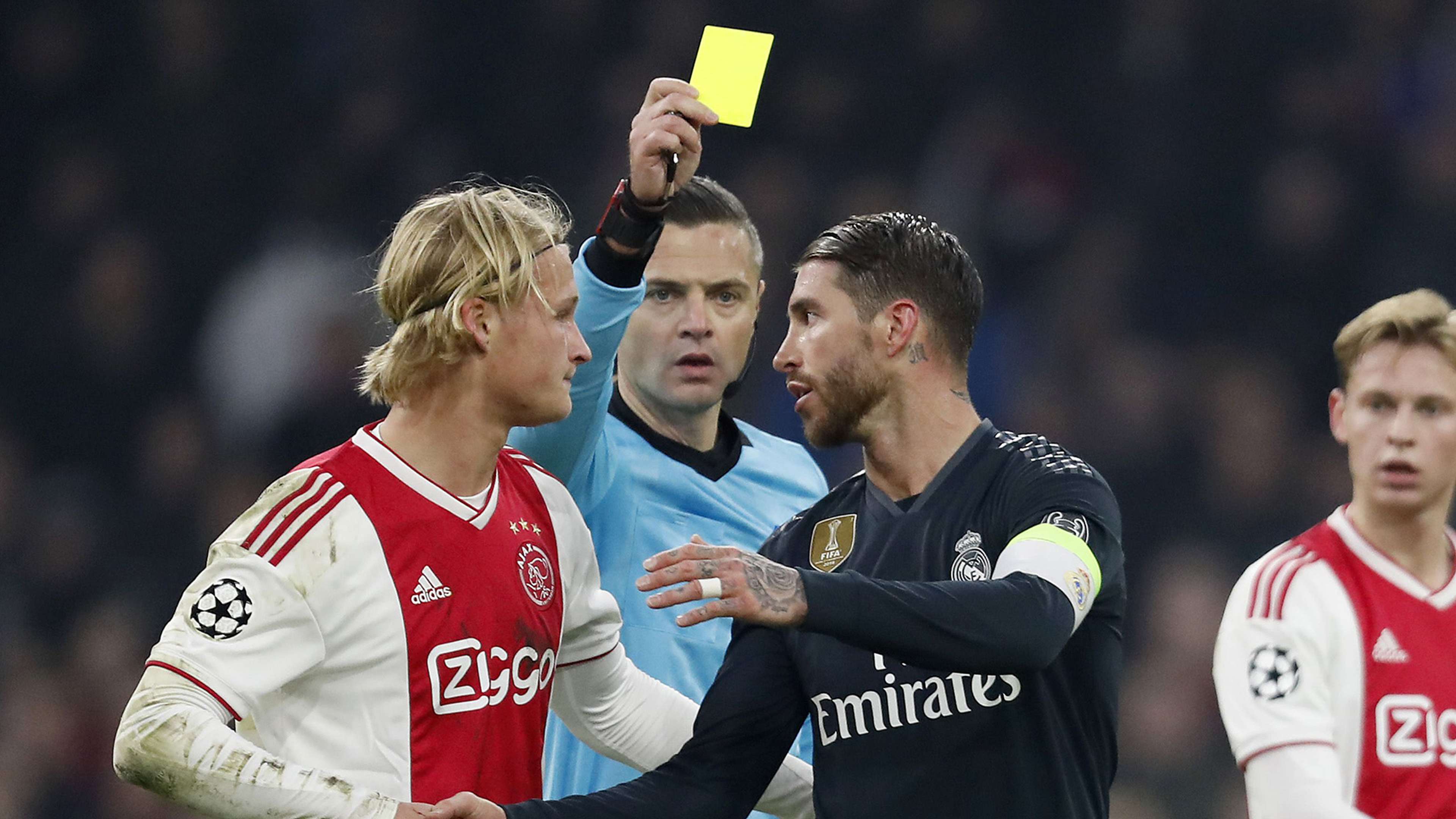 Sergio Ramos yellow card Real Madrid Ajax Champions League