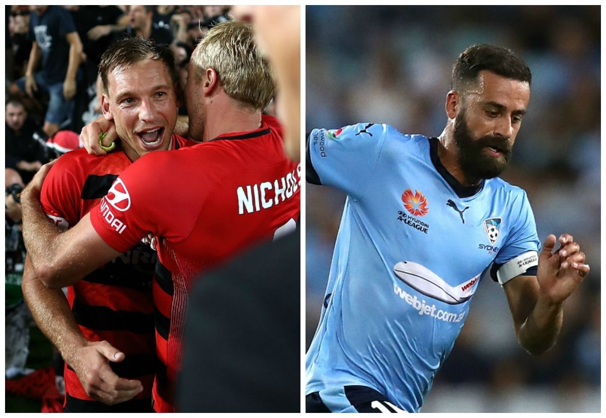 Brendon Santalab Alex Brosque Western Sydney Wanderers v Sydney FC A-League 18022017