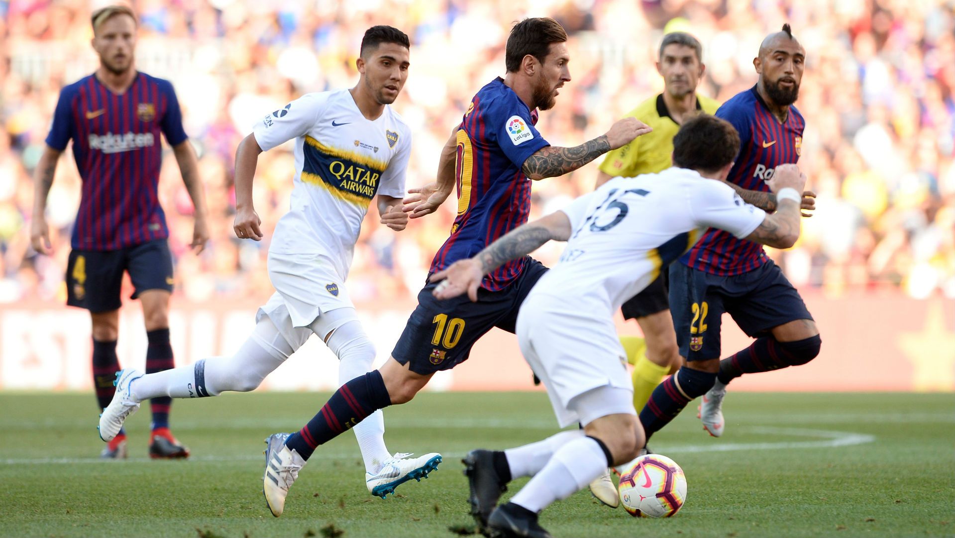 150818 Boca Juniors Barcelona Lionel Messi Emanuel Reynoso Arturo Vidal Ivan Rakitic