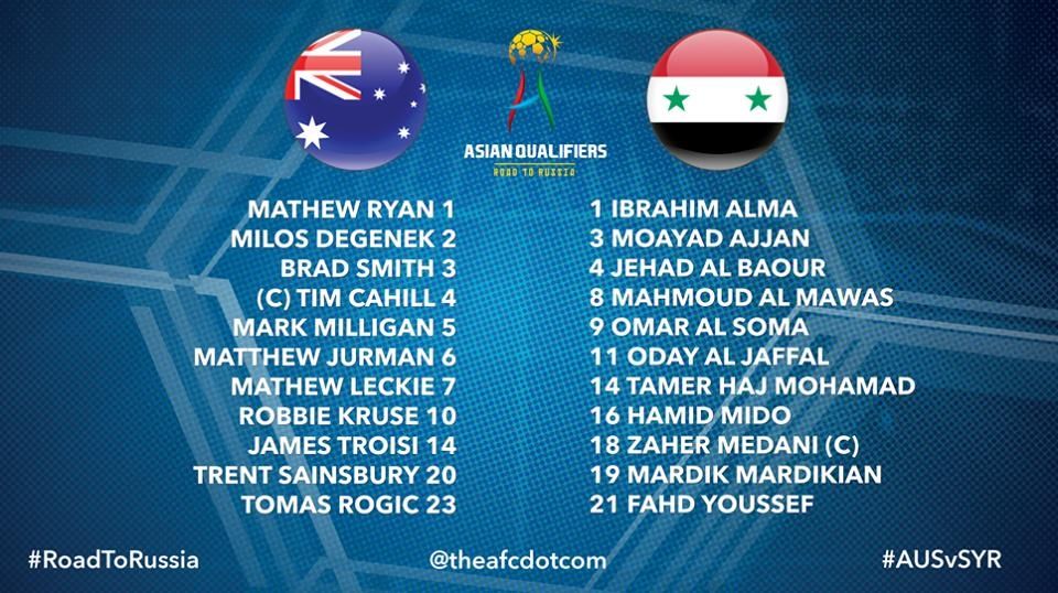 Australia Syria Starting 11th