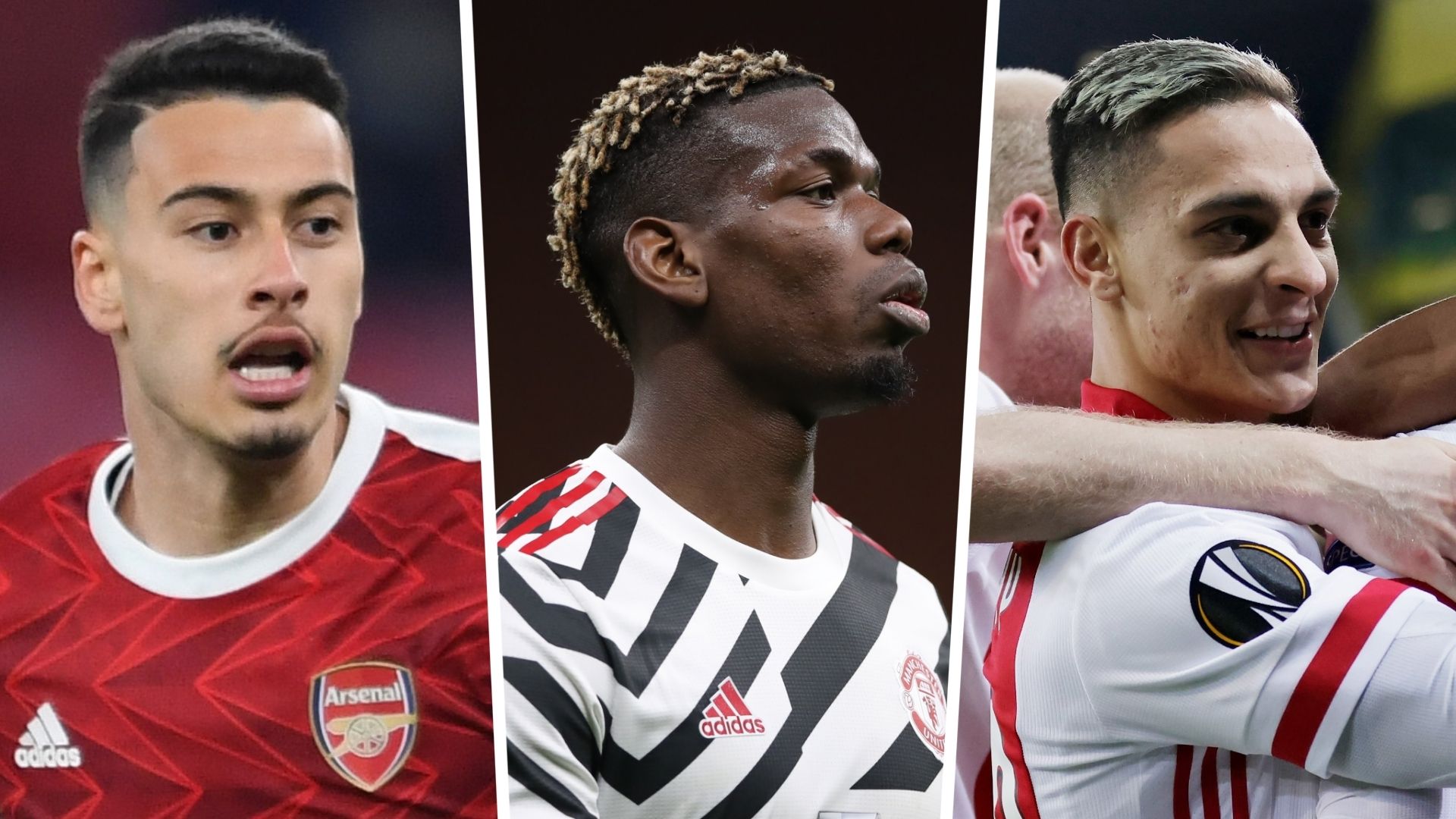 Gabriel Martinelli, Paul Pogba e Antony - Arsenal, Manchester United e Ajax - Europa League 2020/21