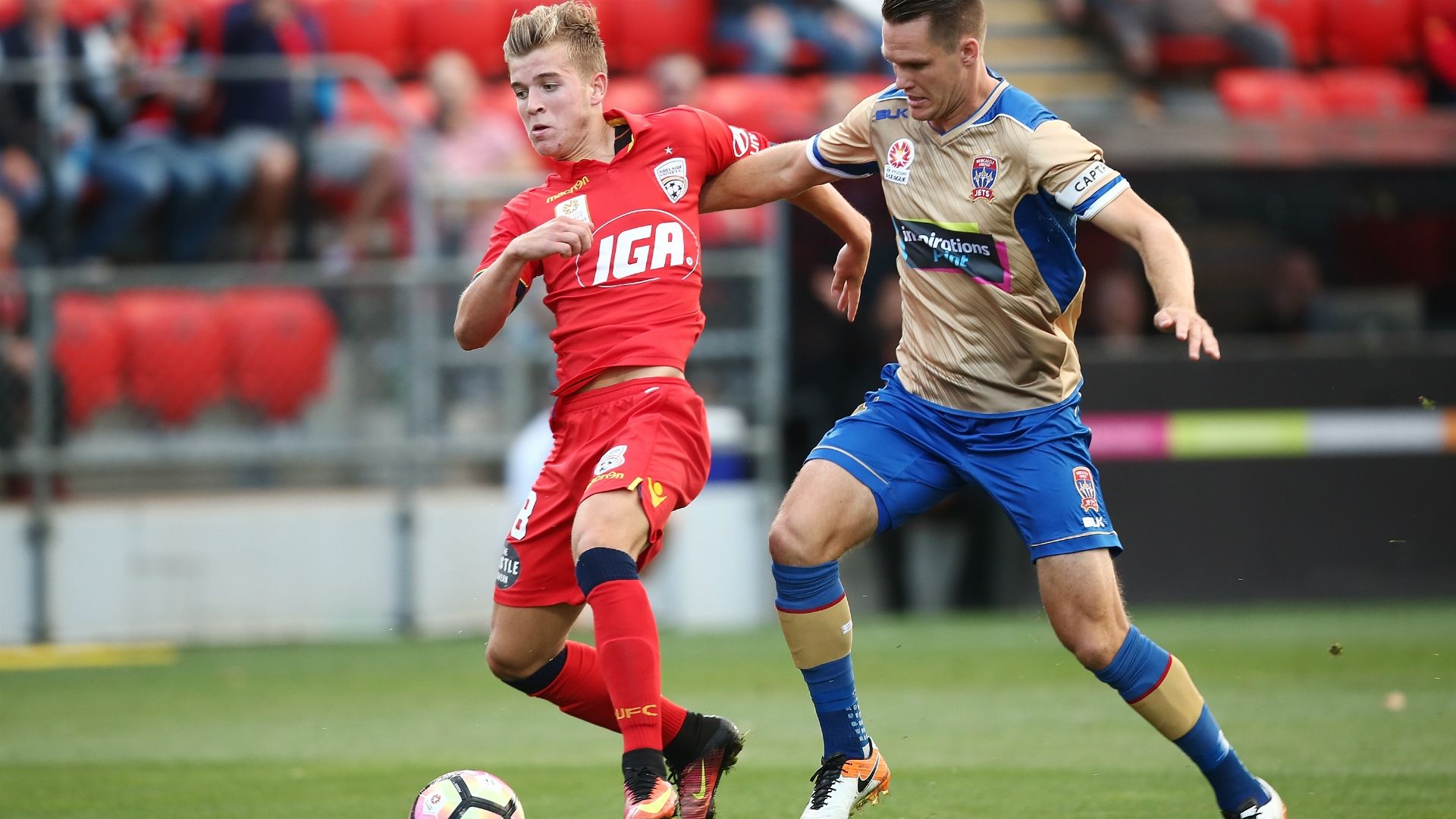 Riley McGree Adelaide United v Newcastle Jets A-League 17022017
