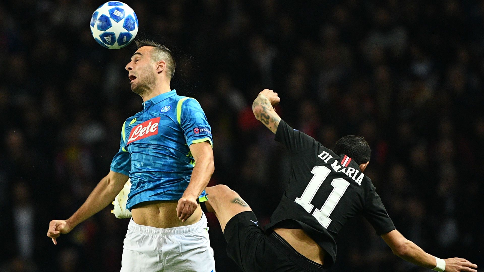 Angel Di Maria Nikola Maksimovic PSG Napoli UEFA Champions League 24102018