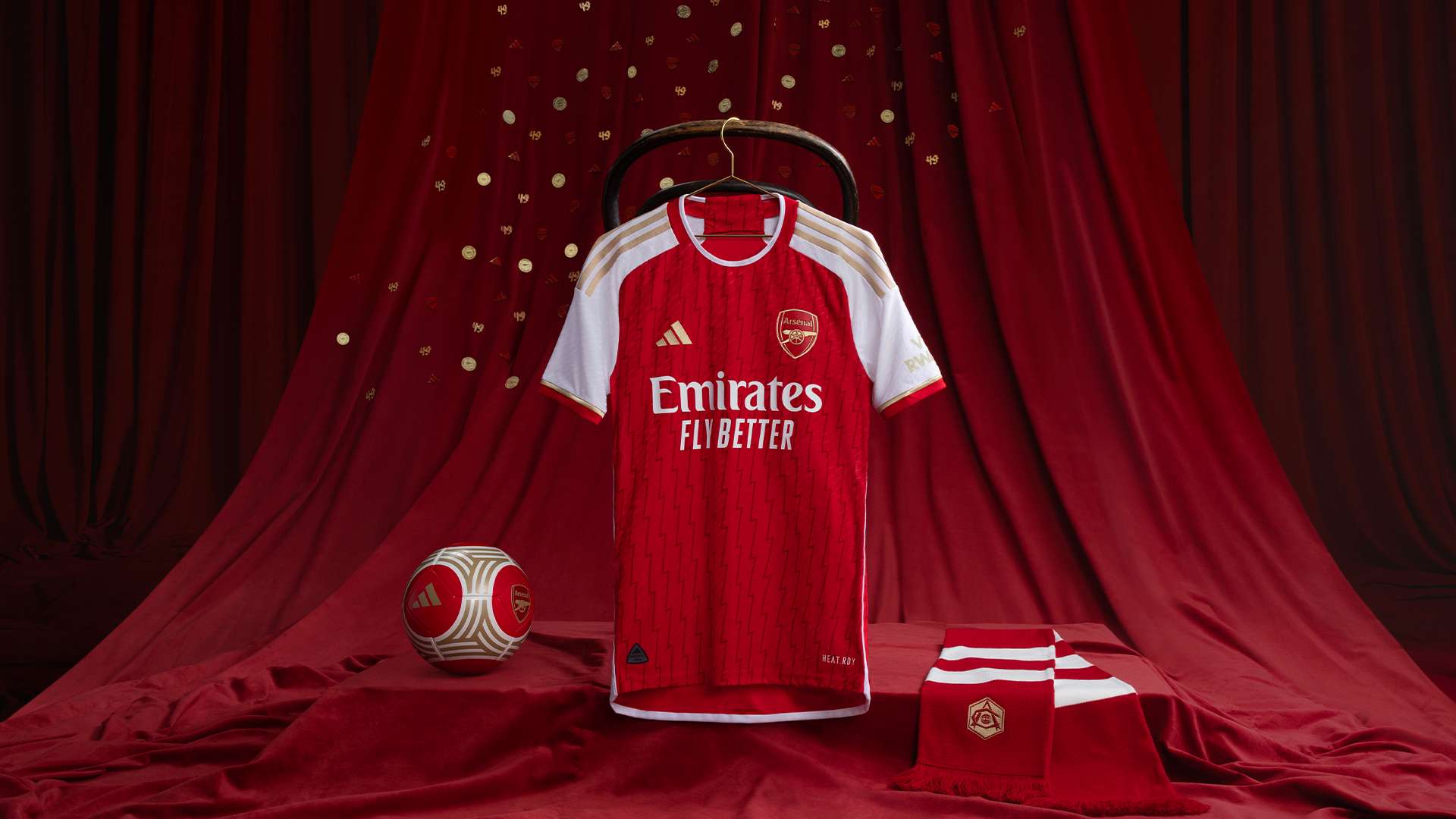 Arsenal 2023-24 home kit - shirt and accessories