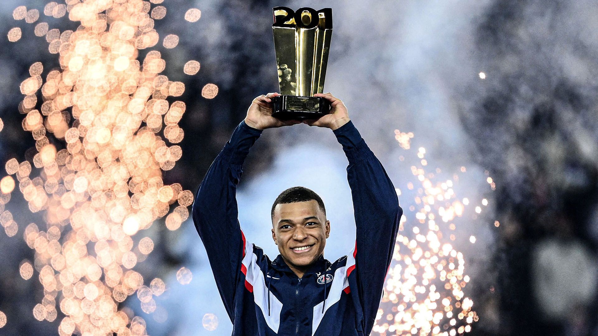 Kylian Mbappe PSG goal record trophy 2022-23