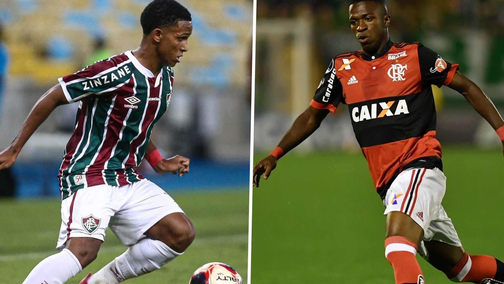 Kayky Fluminense 2021 e Vinícius Jr Flamengo 2017