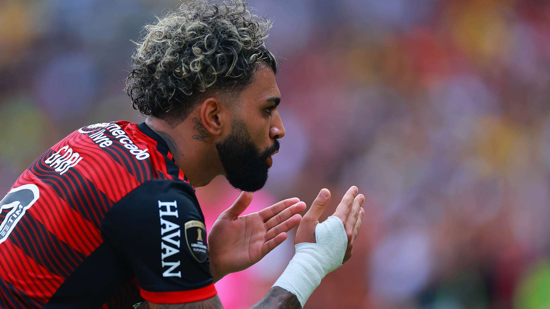 Gabigol comemora, Flamengo x Athletico final Libertadores 29102022