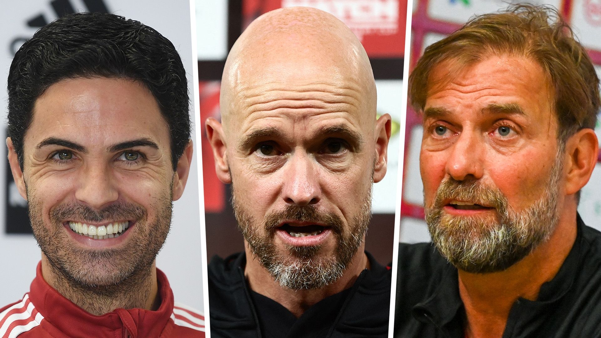 Mikel Arteta Erik ten Hag Jurgen Klopp Arsenal Man Utd Liverpool