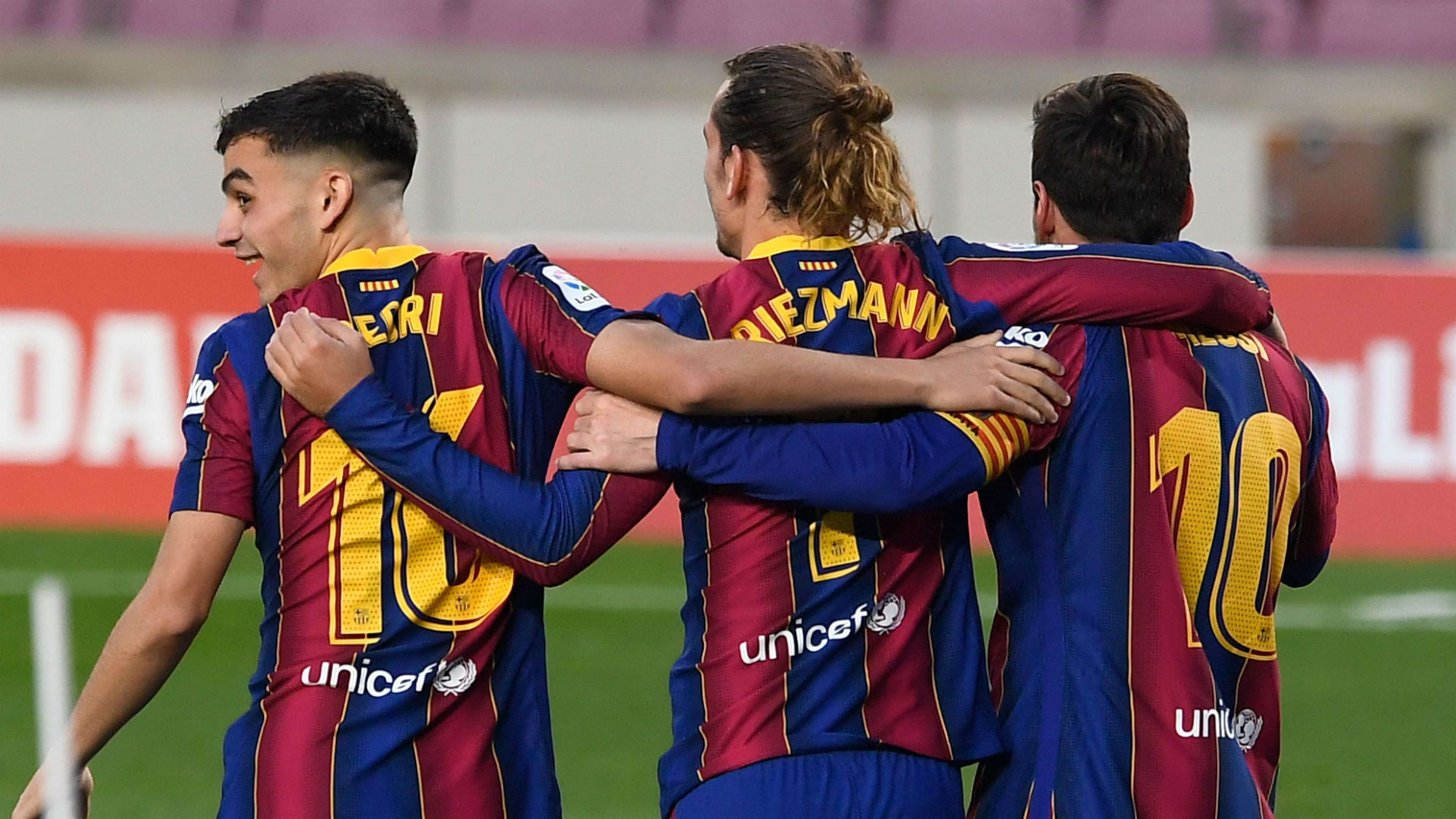 Pedri Antoine Griezmann Lionel Messi Barcelona 2020-21