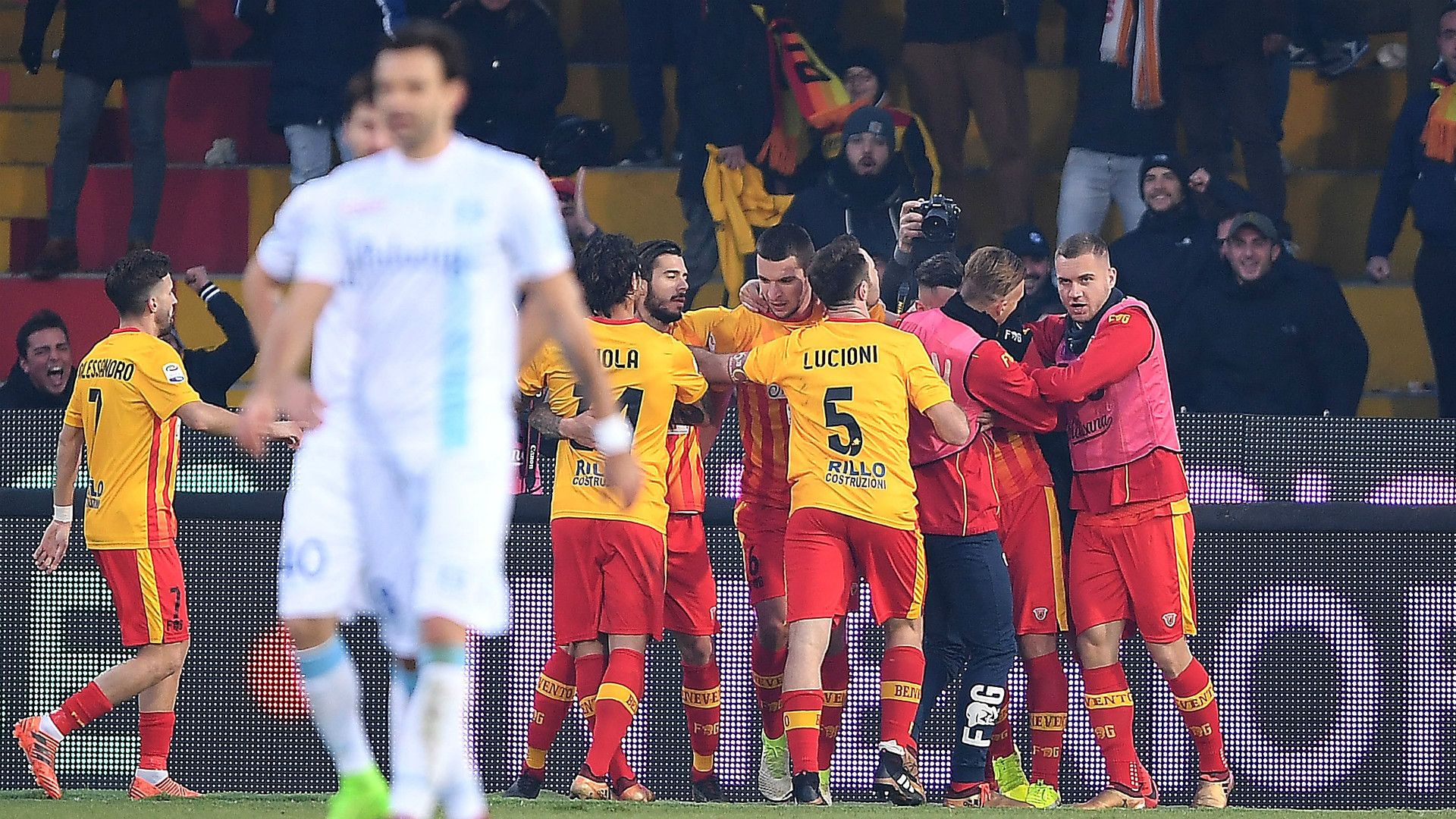 Benevento celebrating Chievo Serie A