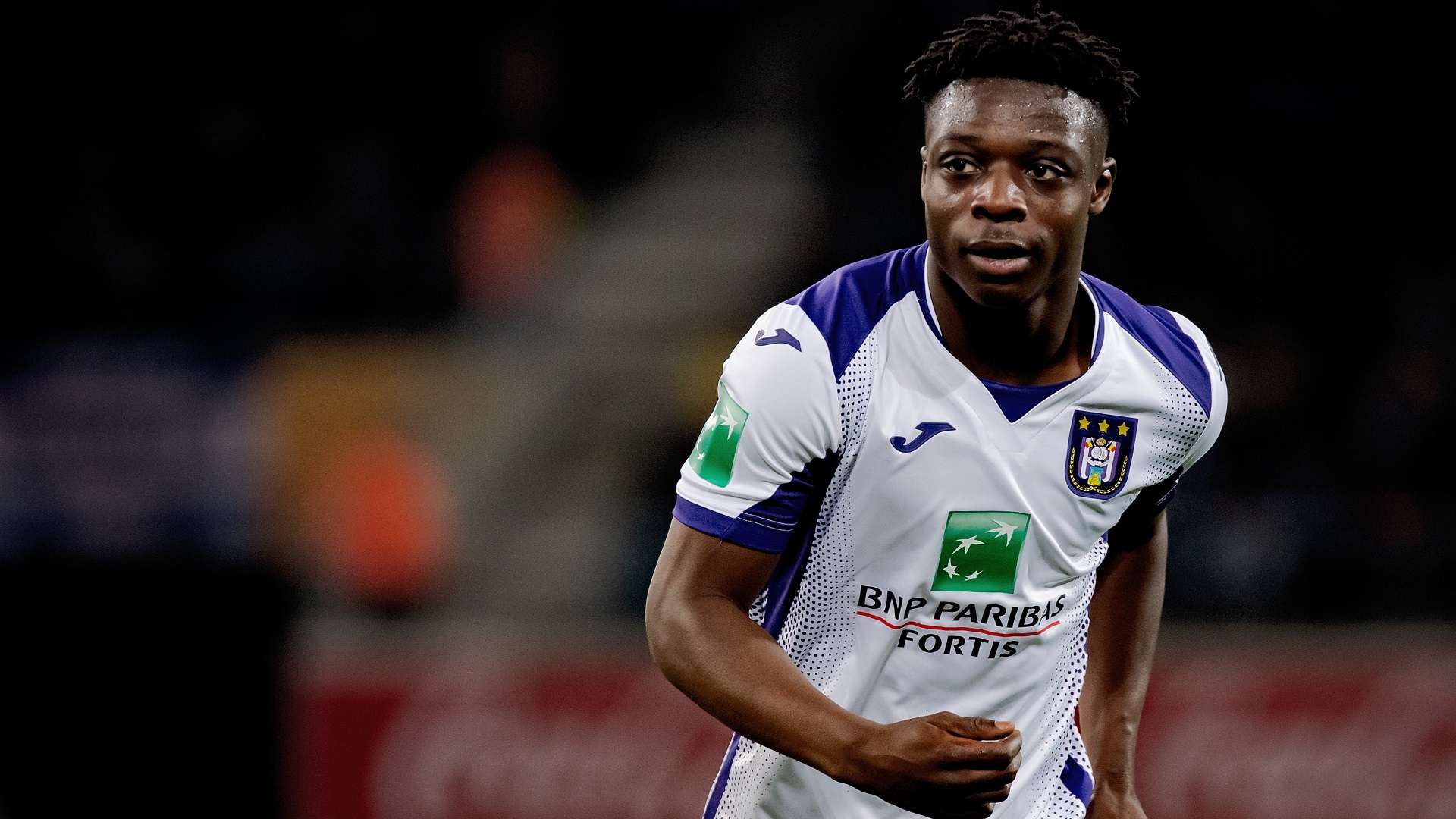 Jeremy Doku of Anderlecht during the Belgium Pro League match against Gent at the Ghelamco Arena on February 7, 2020