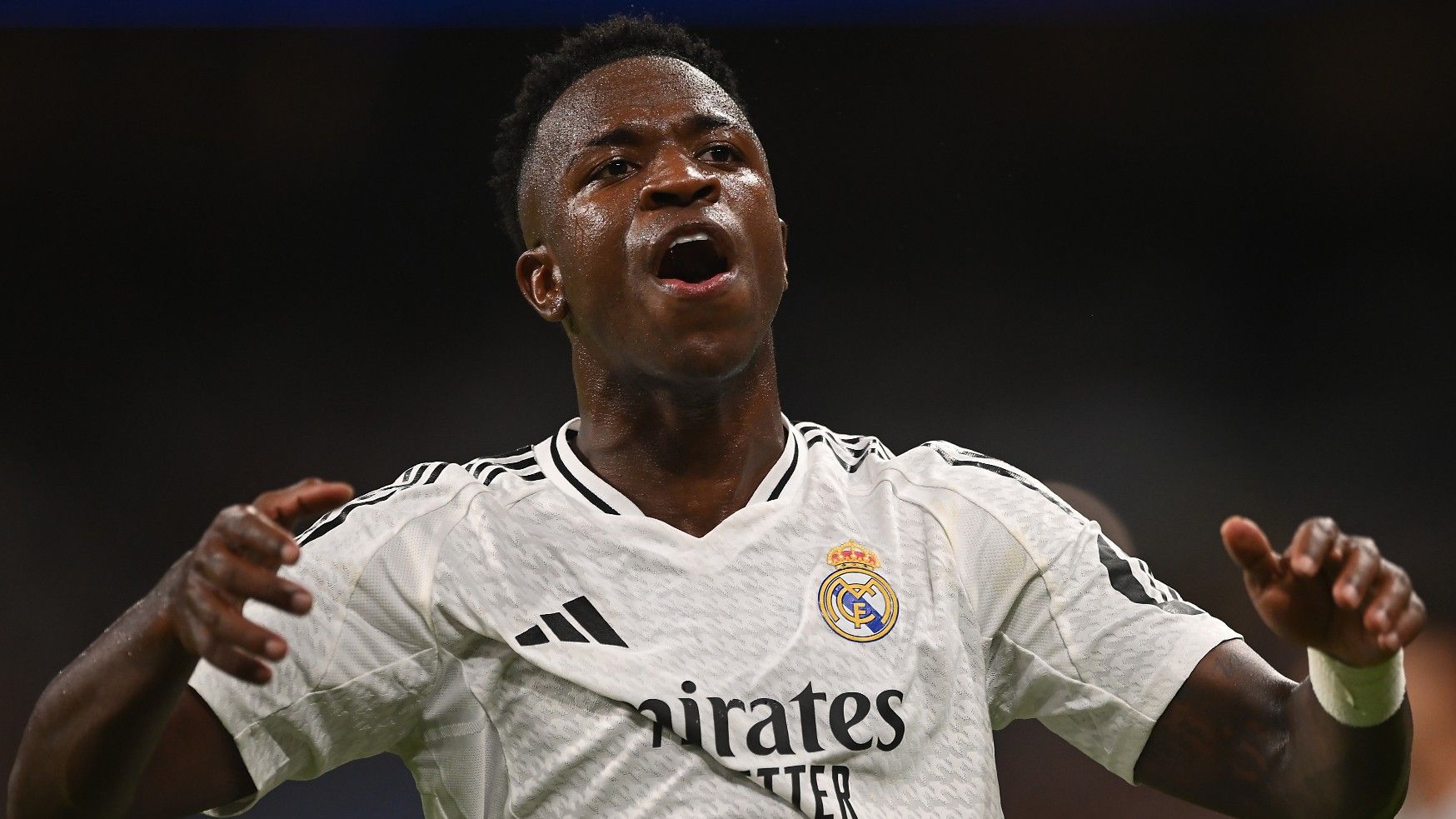 Vinicius Junior of Real Madrid reacts