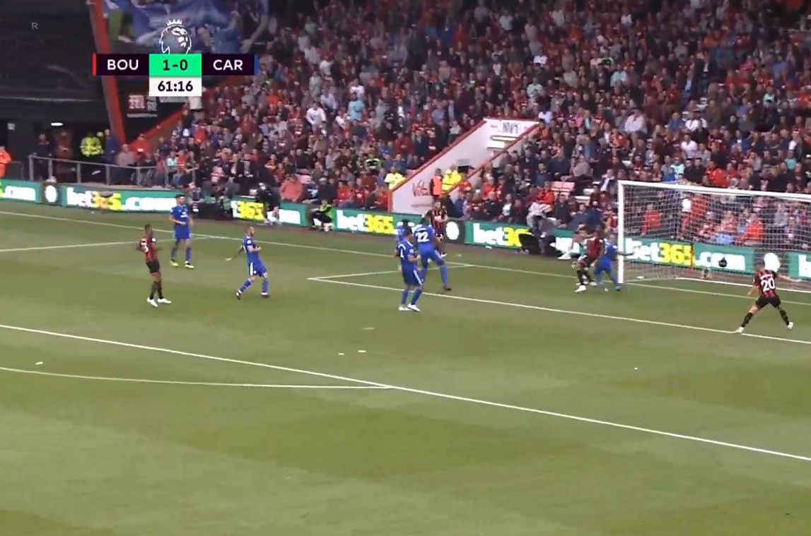 David Brooks missed chance Bournemouth vs Cardiff City Premier League 2018 19