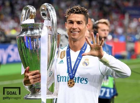 2017-2018시즌 UEFA챔피언스리그 우승을 차지하며 개인 통산 UCL 5회 우승을 달성한 크리스티아누 호날두. 사진=게티이미지
