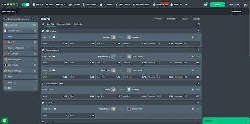 Betjara E-sport Options