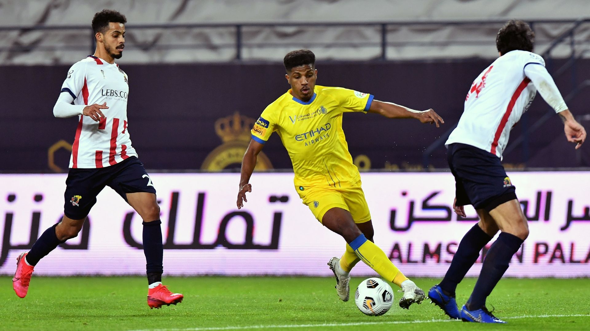 Raed Al Ghamdi (C) Noor Al Rashidi (L) Alberto Botia (R) Al Nassr Al Wehda SPL 20 January 2021