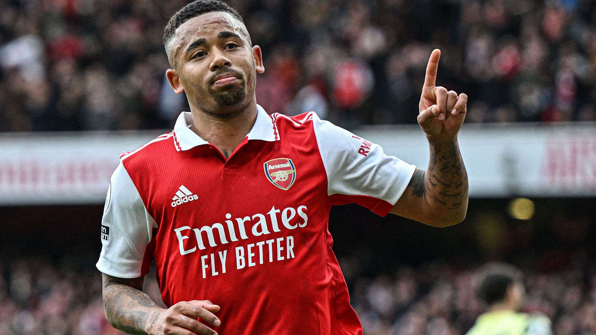 Gabriel Jesus Arsenal Leeds celebration 2022-23