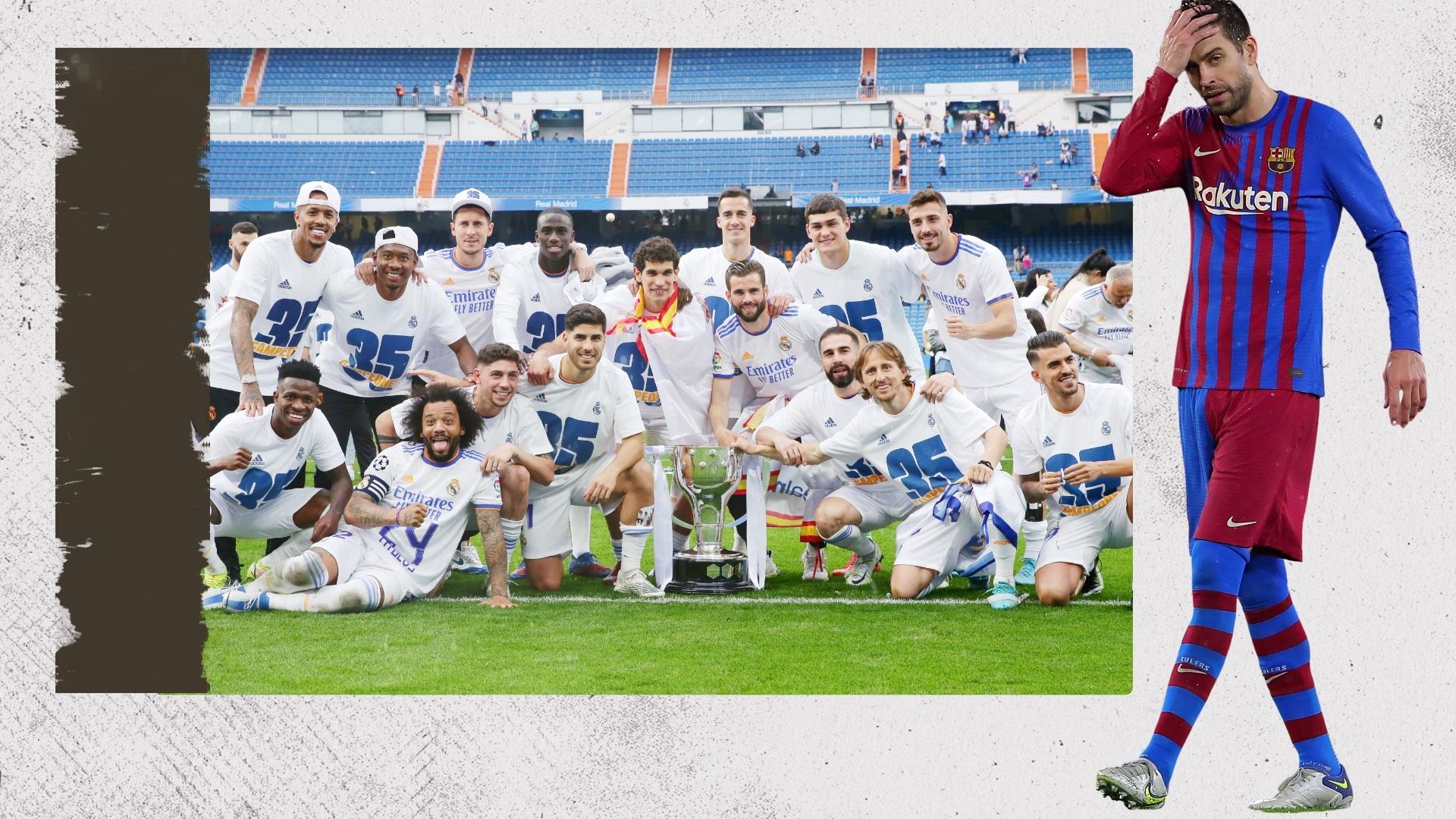 Real Madrid Barcelona La Liga trophies