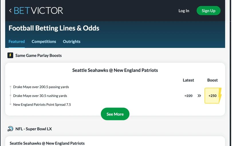betvictor roc super bowl betting