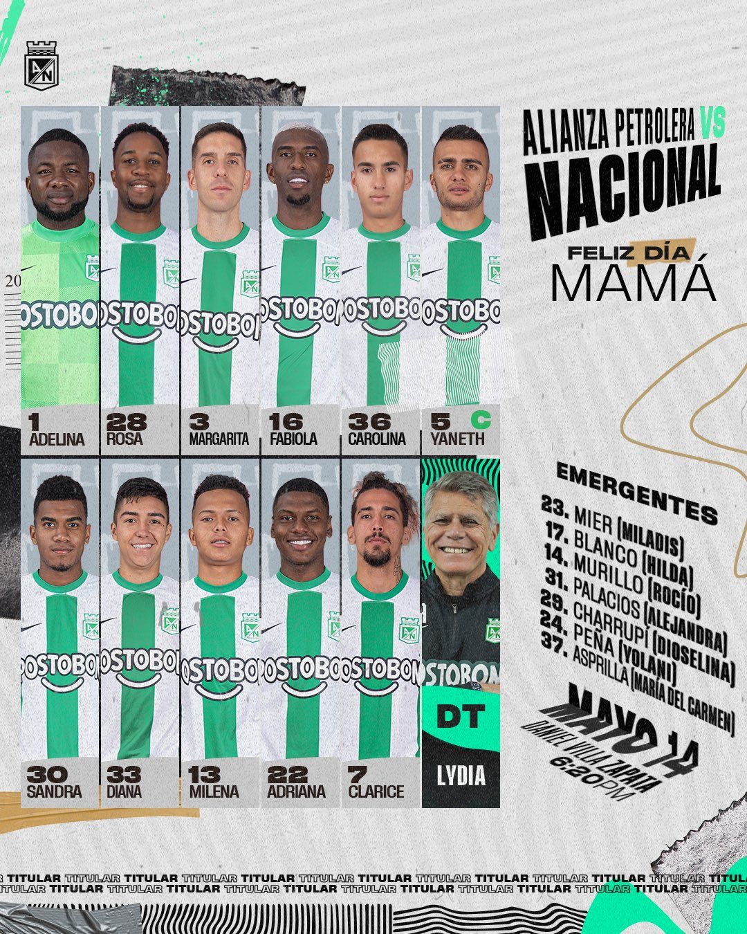 Nómina Atlético Nacional Fecha 19 Liga BetPlay 2023