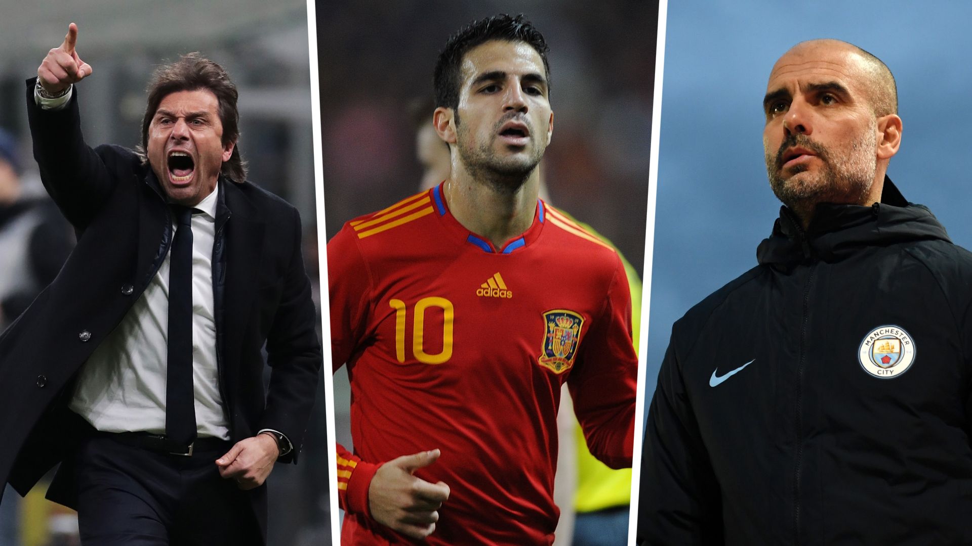 Antonio Conte, Cesc Fabregas, Pep Guardiola GFX