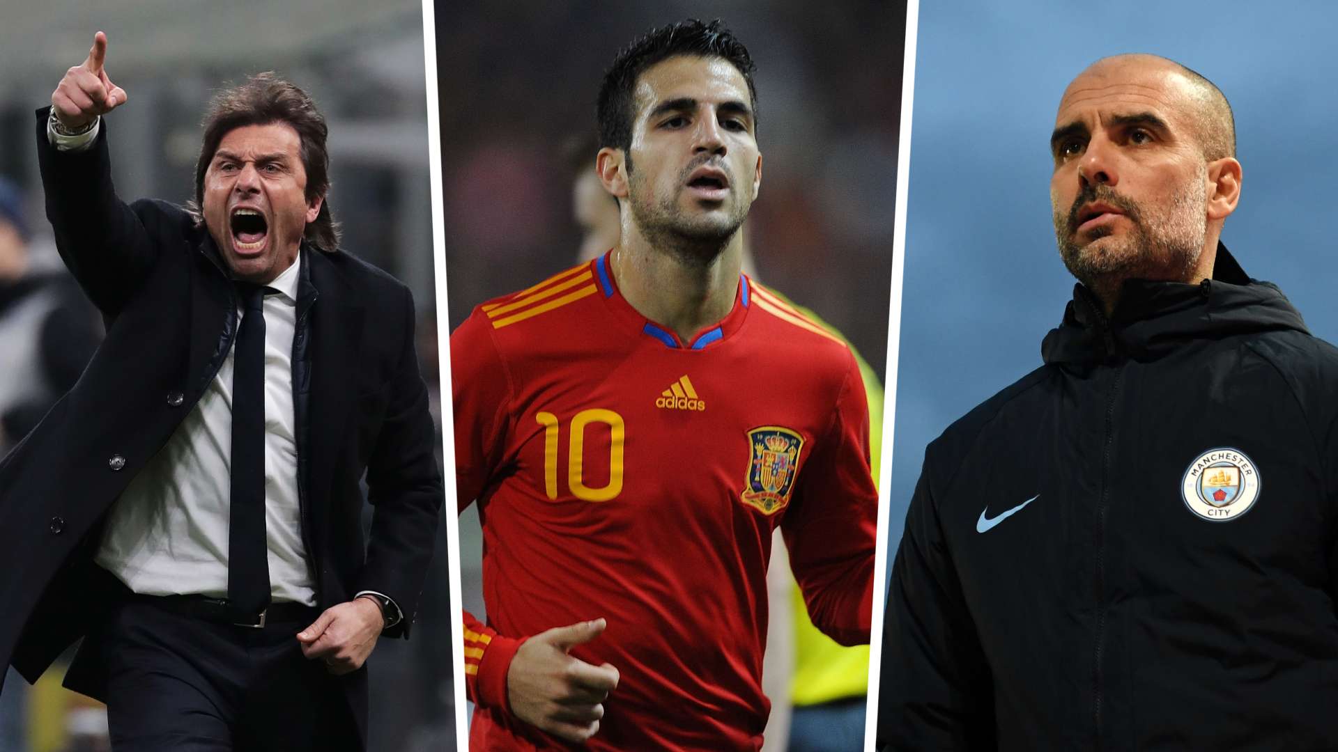 Antonio Conte, Cesc Fabregas, Pep Guardiola GFX