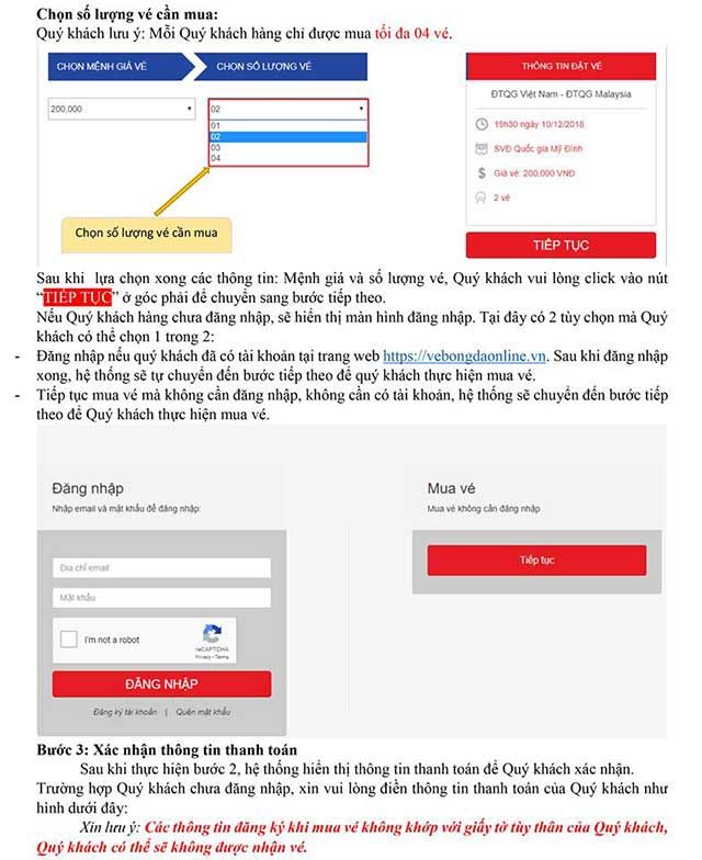 Hướng dẫn mua vé trận Việt Nam - Malaysia 2