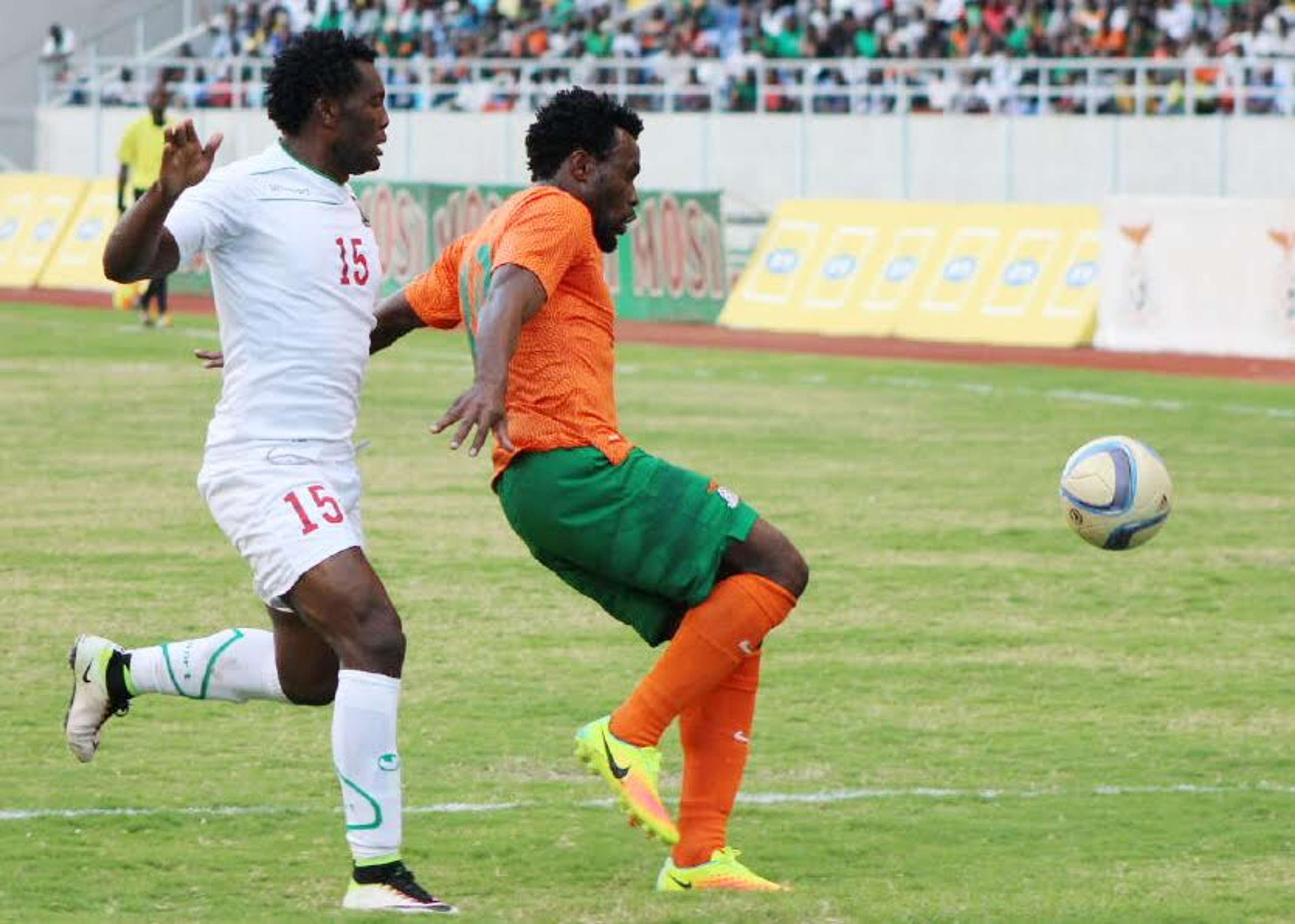 Kenya defender David Owino v Zambia opponent