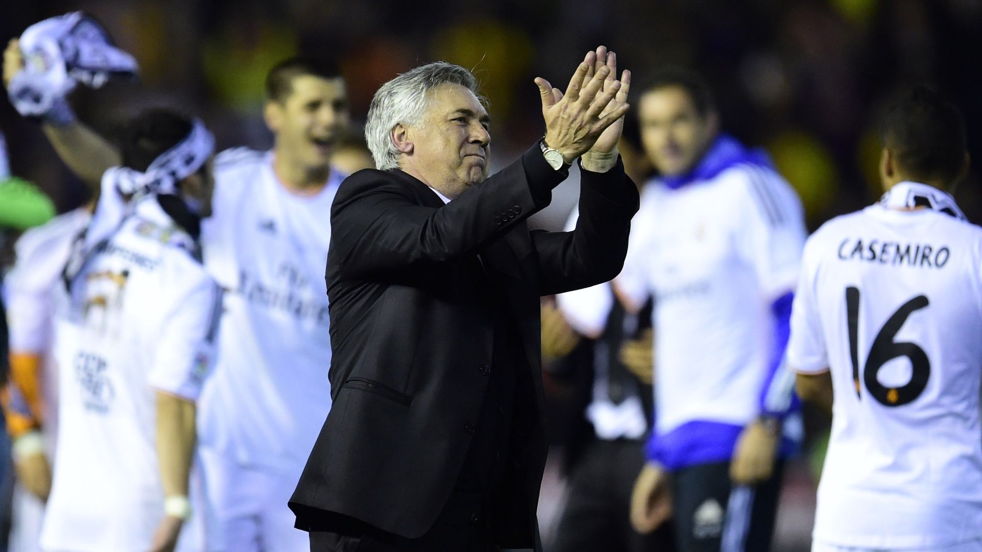 Carlo Ancelotti celebra el título de Copa del Rey en 2014