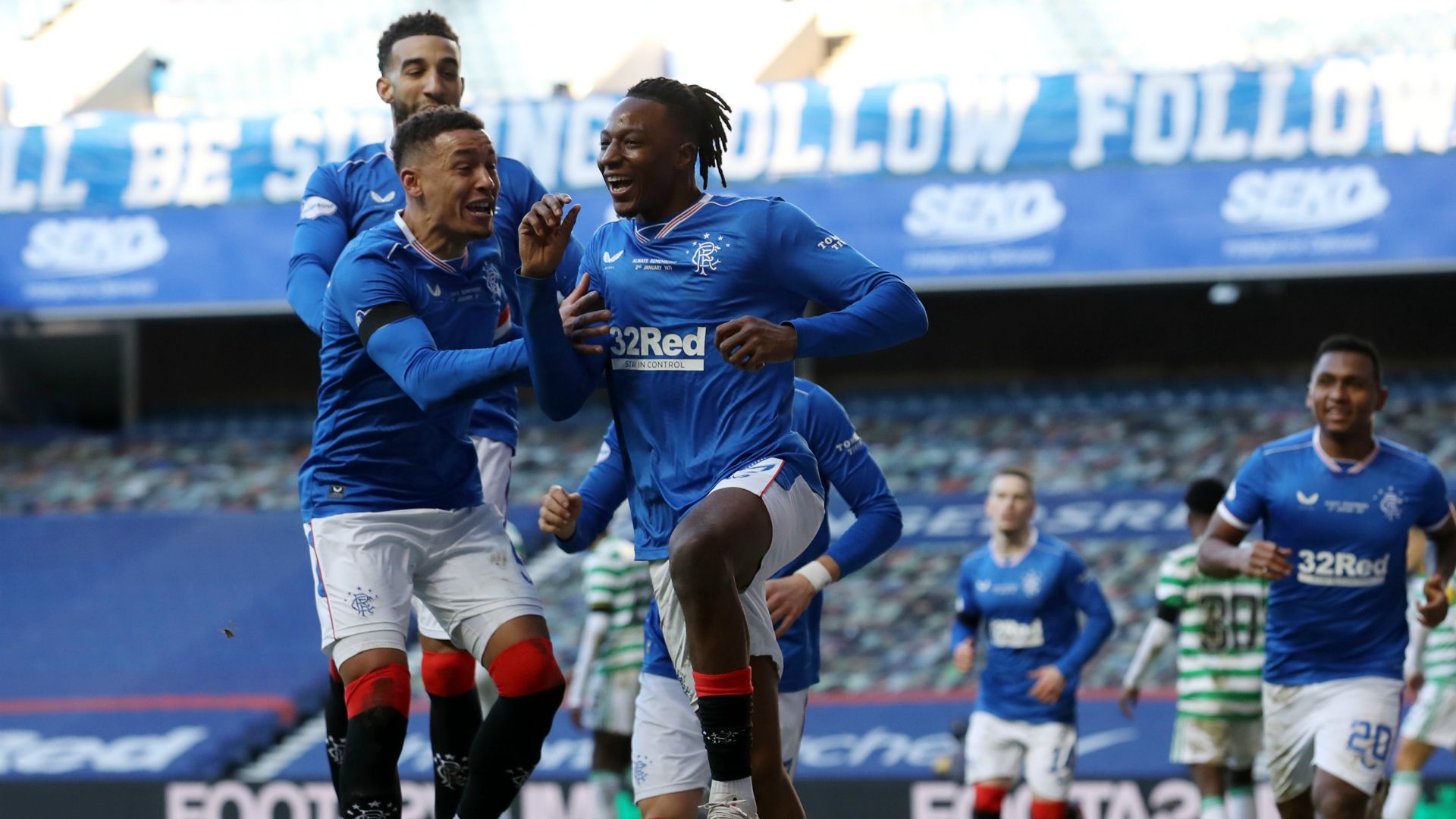 Rangers celebrate against Celtic