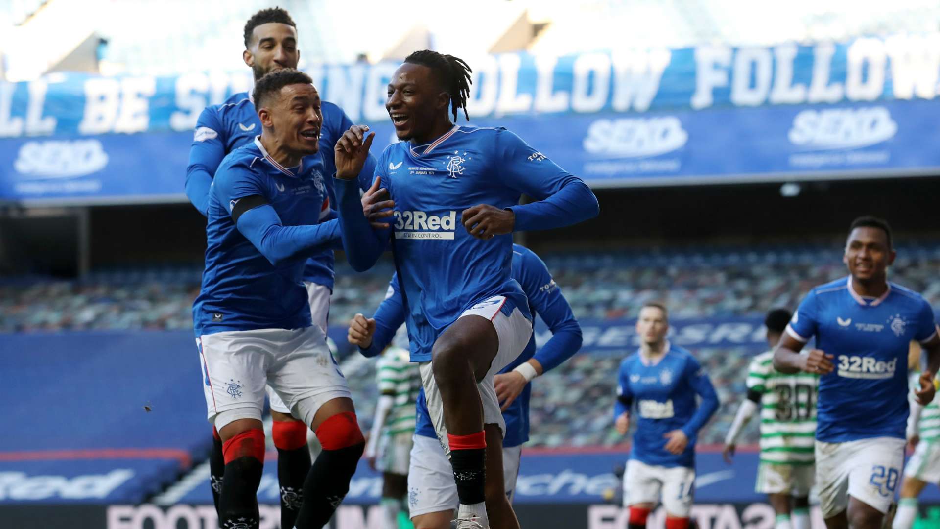 Rangers celebrate against Celtic