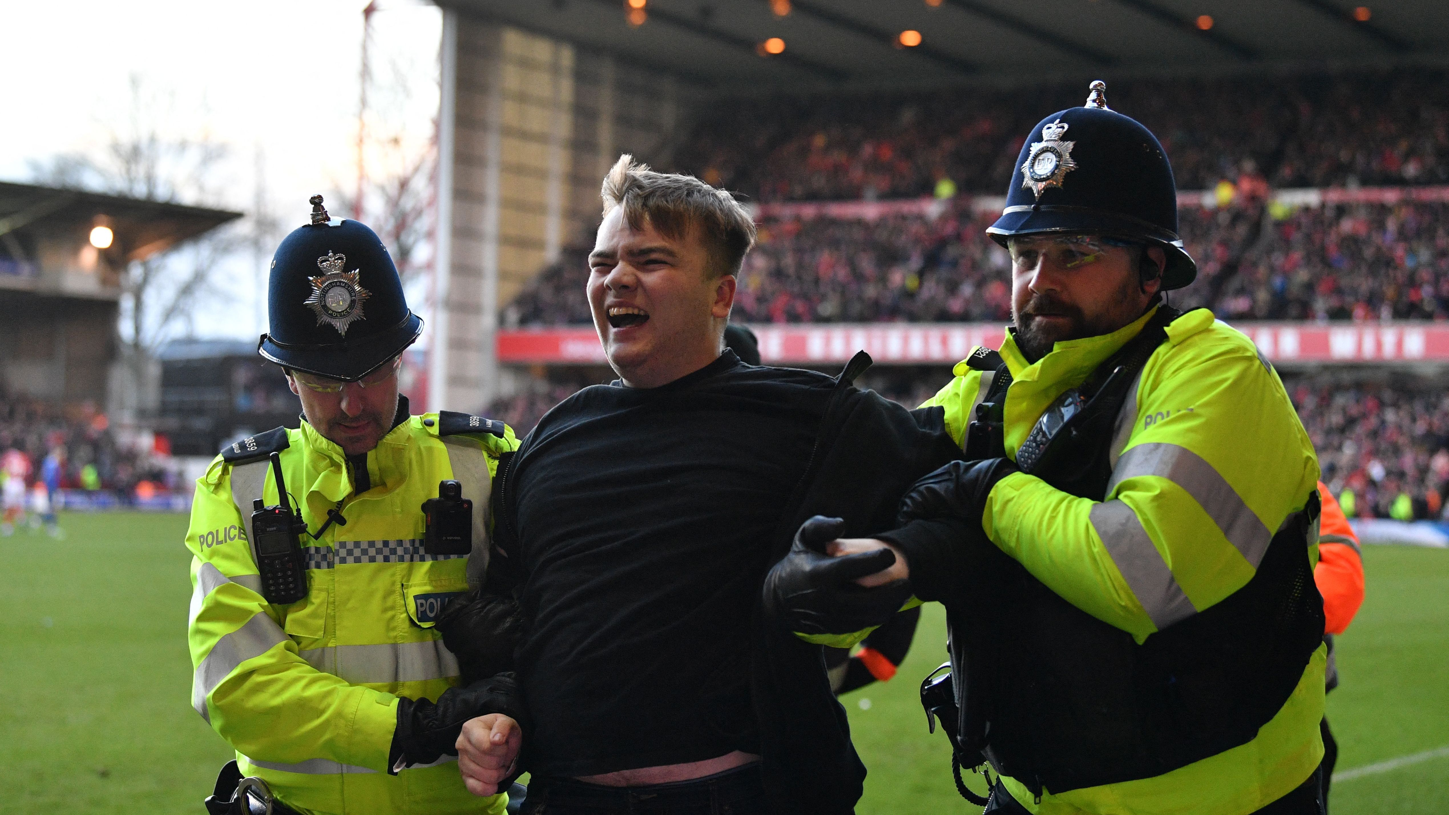 Leicester City Nottingham Forest pitch invader