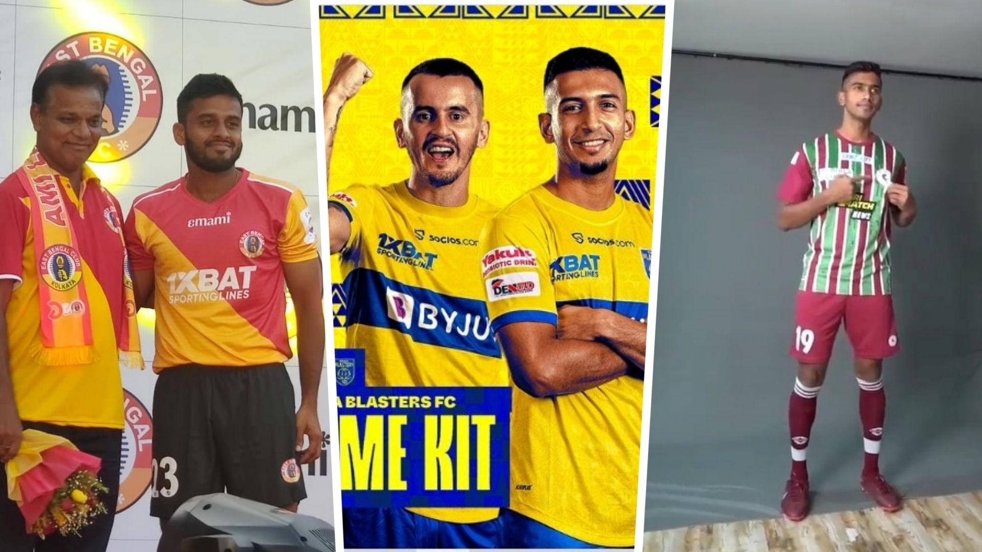East Bengal, Kerala Blasters, ATK Mohun Bagan jerseys three way