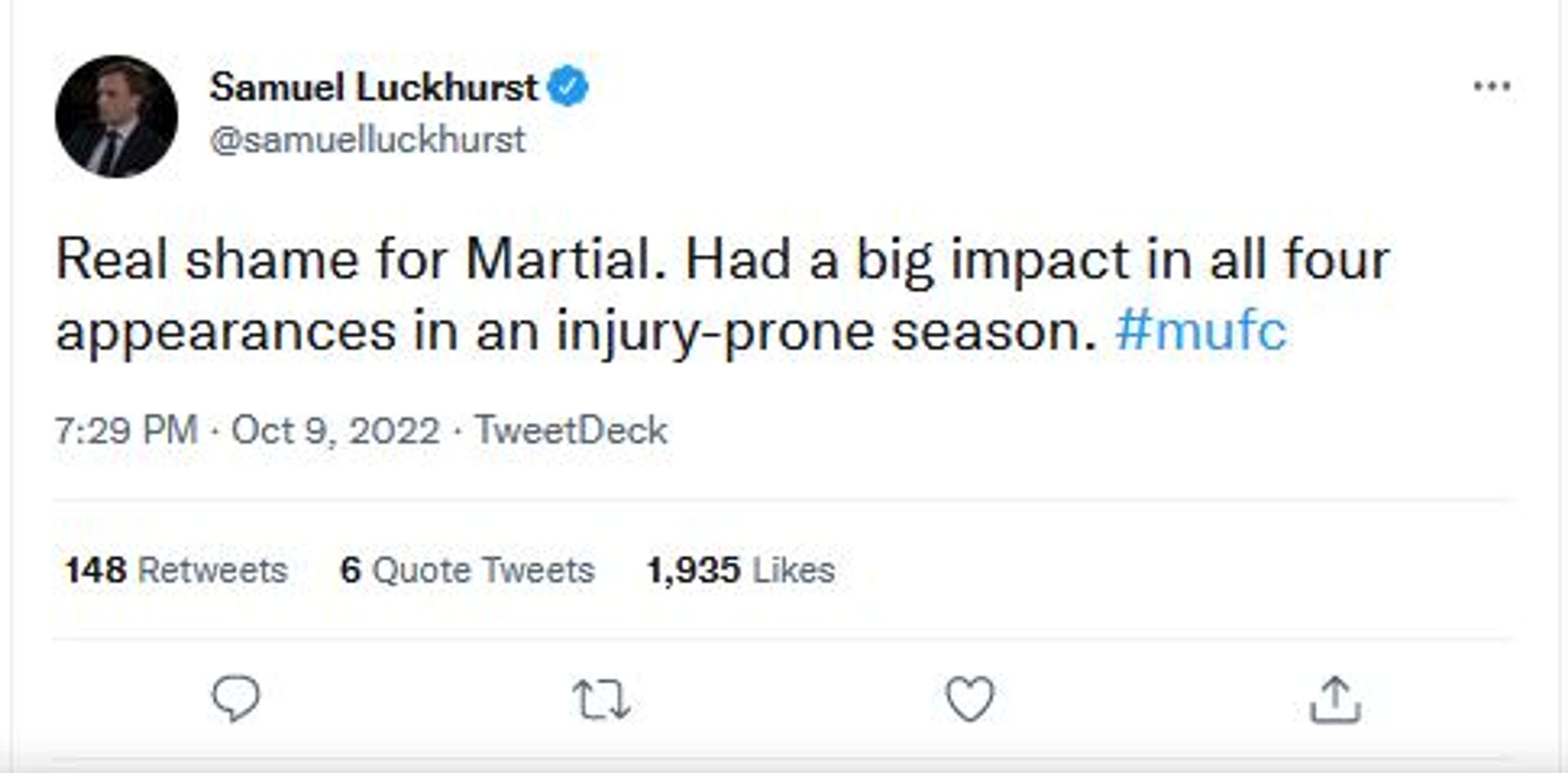 Martial Tweet